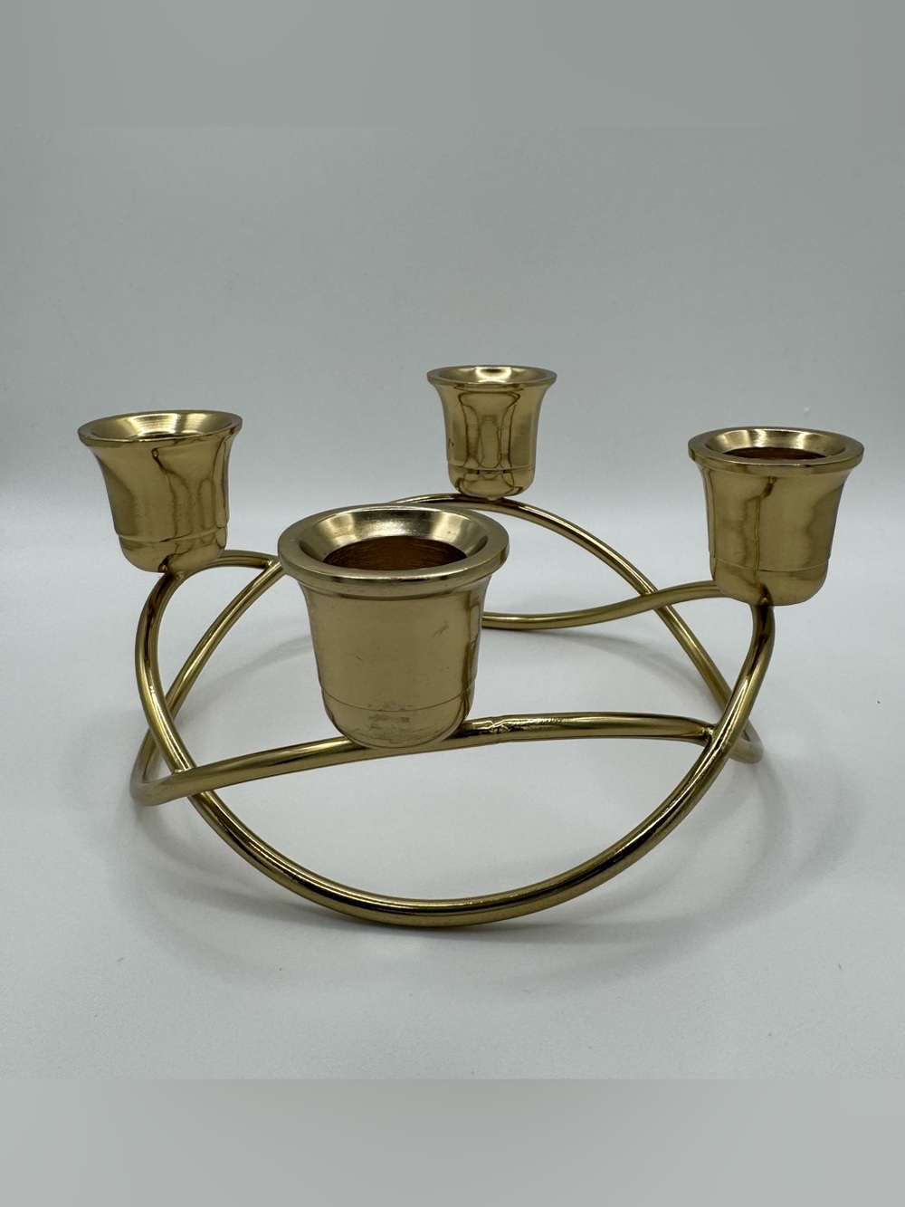 Vintage PartyLite Brass Quartet Candle Holder 4 Taper Candelabra Centerpiece MCM